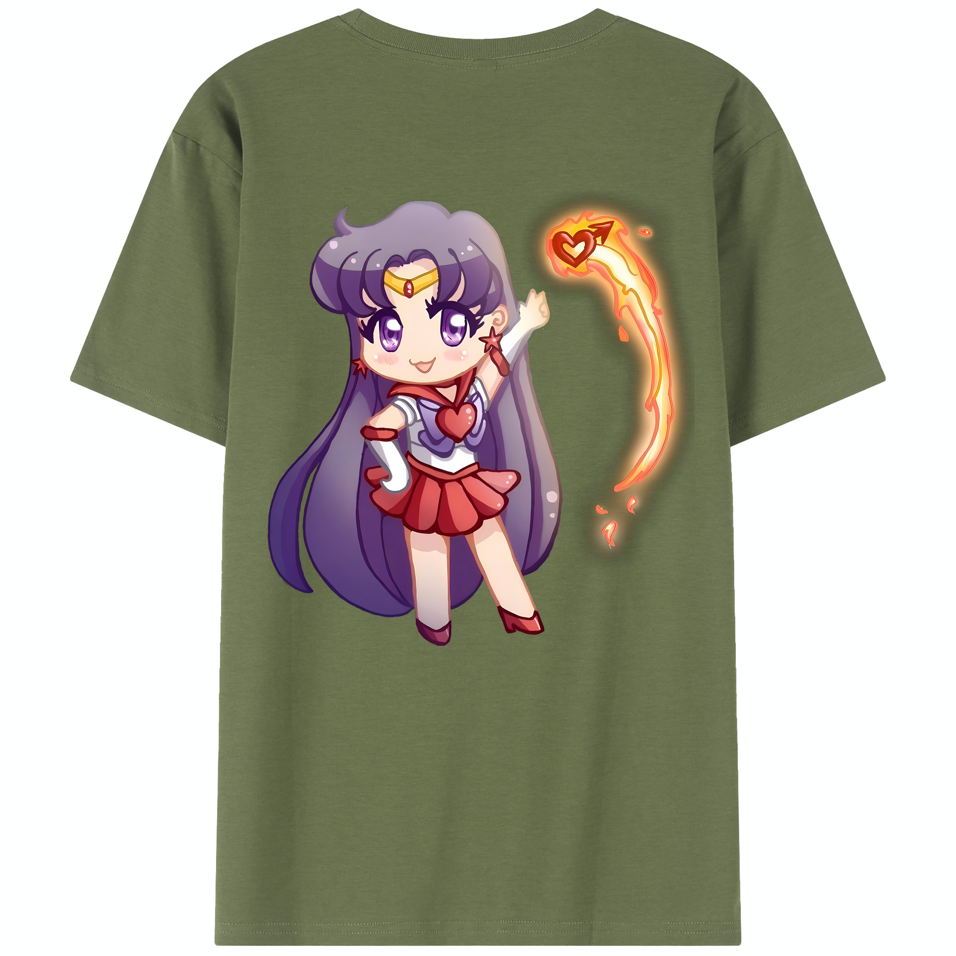 （画像用） 美少女戦士セーラームーン 火野レイ ひの レイ Sailor Moon Hino Rei （セーラーマーズ,Sailor Mars） 綿100％半袖Tシャツ（背面プリント）